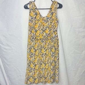 Kaileigh Yellow Floral Sleeveless Dress Size Large Fit & Flare